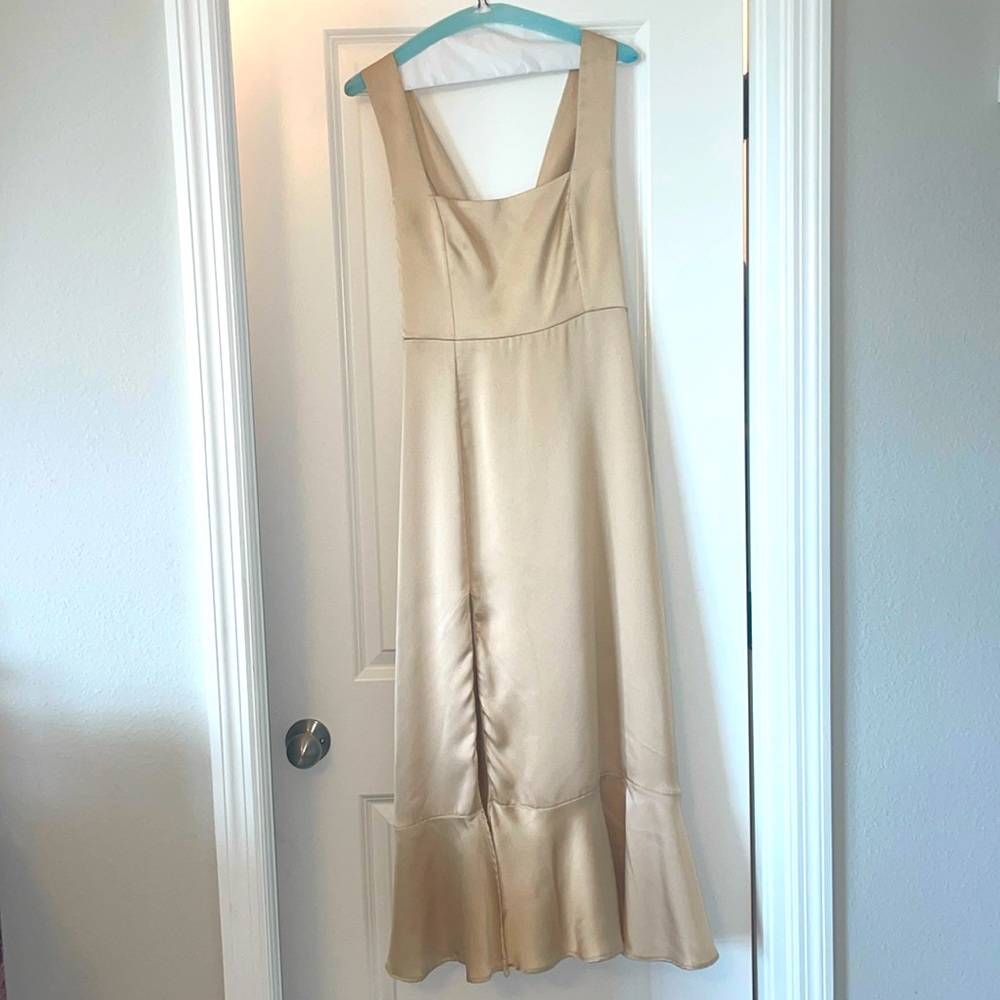 Show Me Your MuMu champagne luxe satin bridesmaid dress
